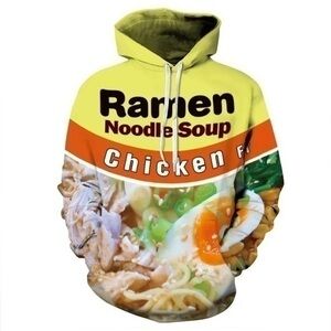 RAMEN NOODLE SOUP HOODED SWEATSHIRT, SIZE M
